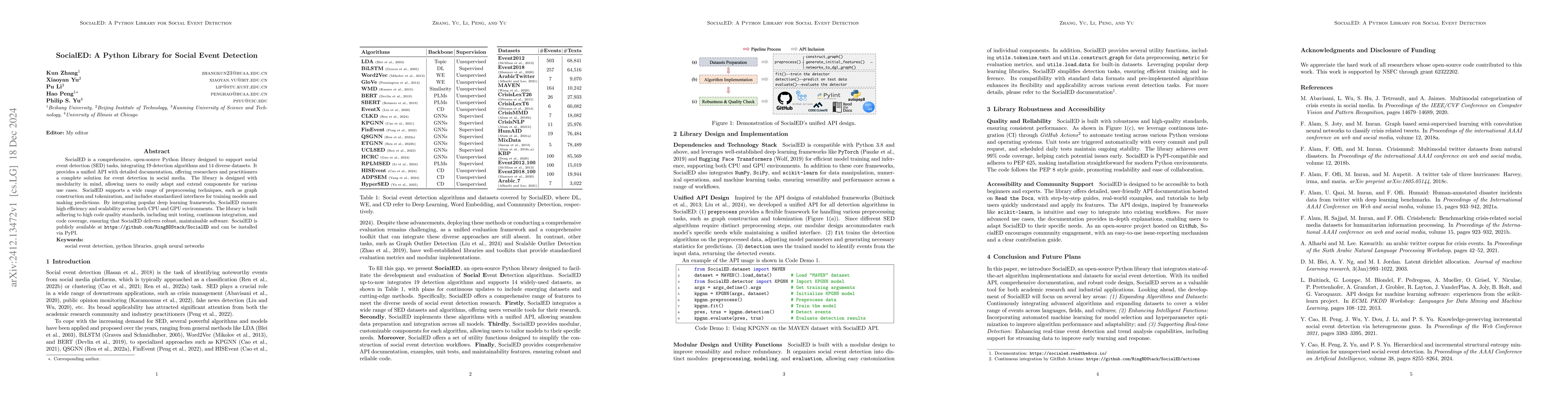 Thumbnail for SocialED: A Python Library for Social Event Detection