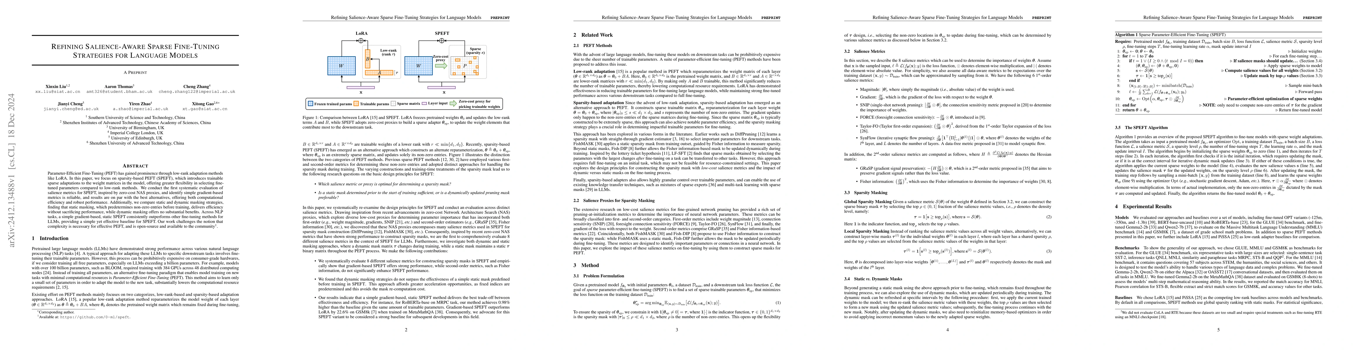 Thumbnail for Refining Salience-Aware Sparse Fine-Tuning Strategies for Language
  Models