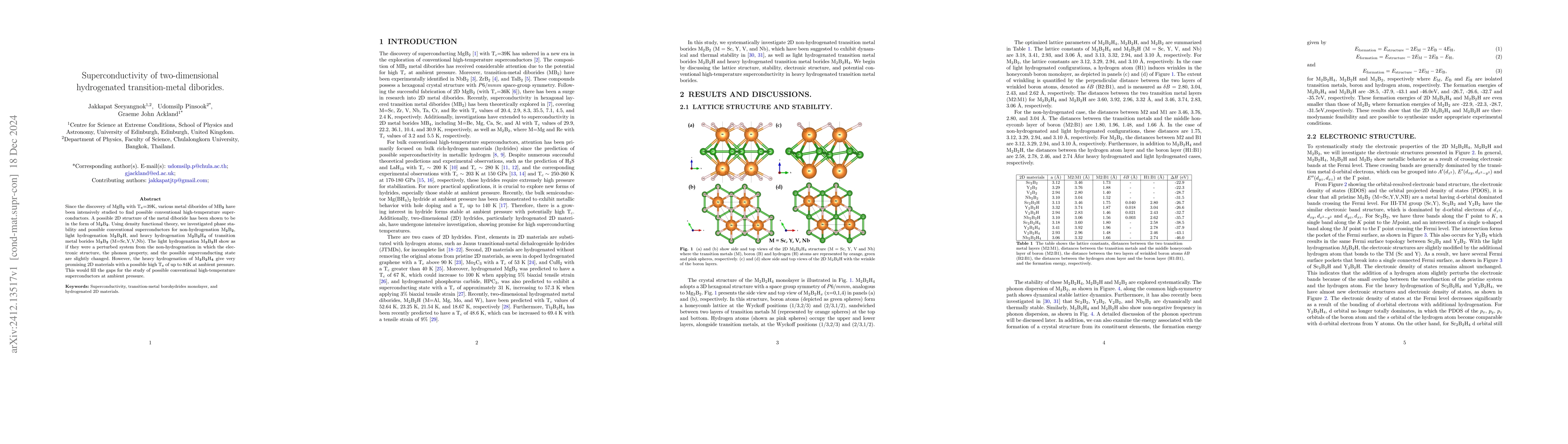 Thumbnail for Superconductivity of two-dimensional hydrogenated transition-metal
  diborides