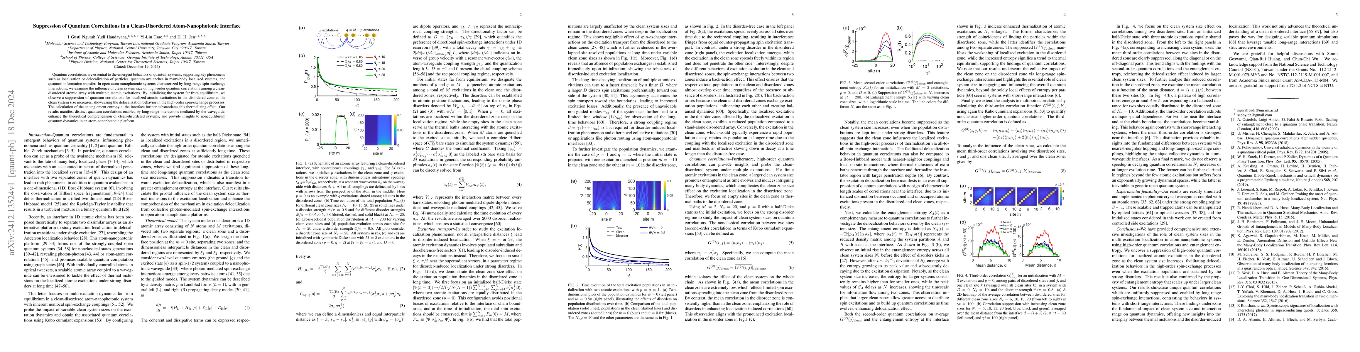 Thumbnail for Suppression of Quantum Correlations in a Clean-Disordered
  Atom-Nanophotonic Interface