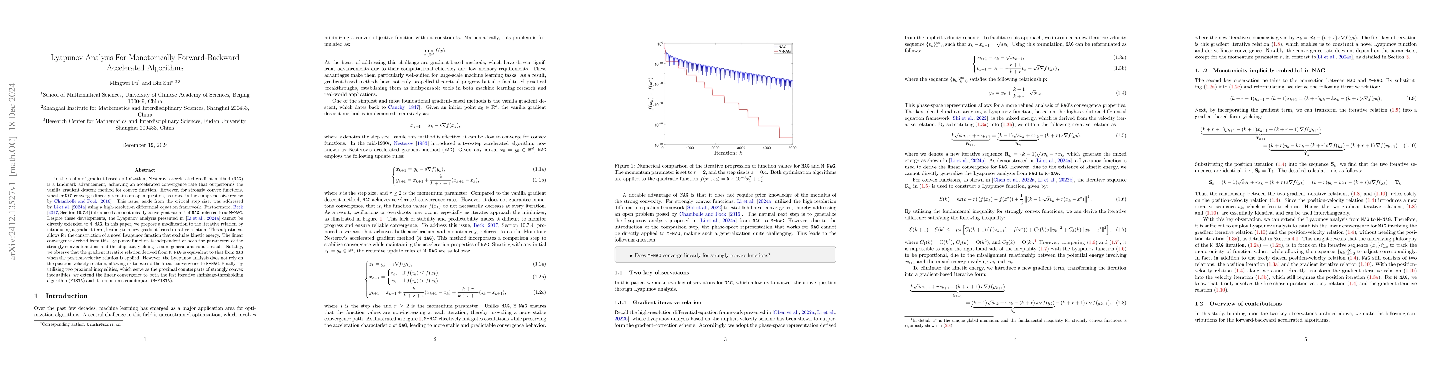 Thumbnail for Lyapunov Analysis For Monotonically Forward-Backward Accelerated
  Algorithms