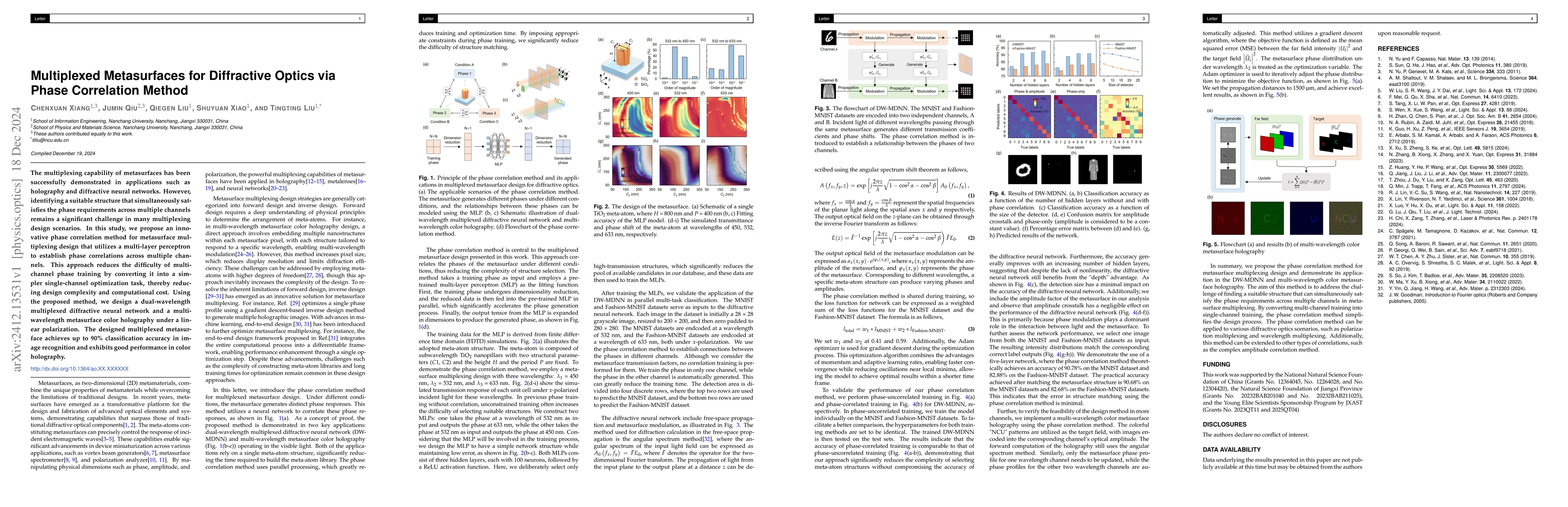 Thumbnail for Multiplexed Metasurfaces for Diffractive Optics via Phase Correlation
  Method