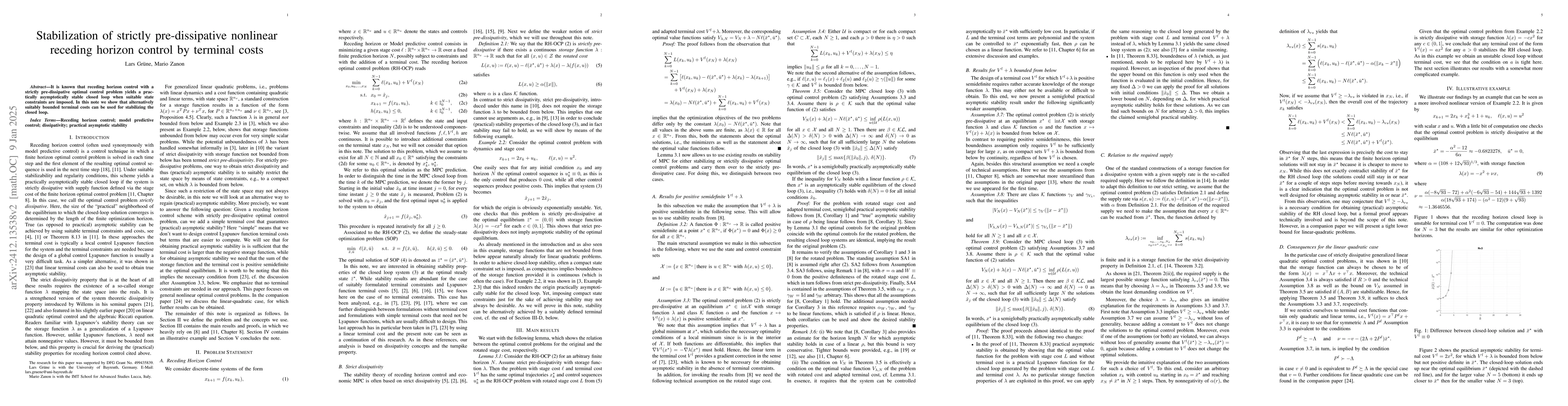 Thumbnail for Stabilization of strictly pre-dissipative nonlinear receding horizon
  control by terminal costs