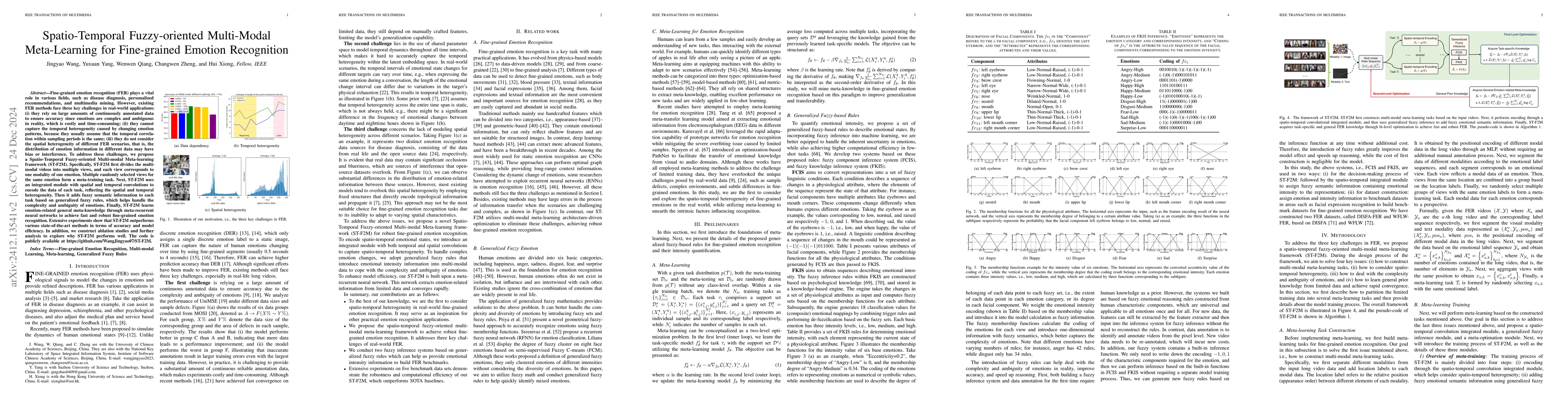 Thumbnail for Spatio-Temporal Fuzzy-oriented Multi-Modal Meta-Learning for
  Fine-grained Emotion Recognition