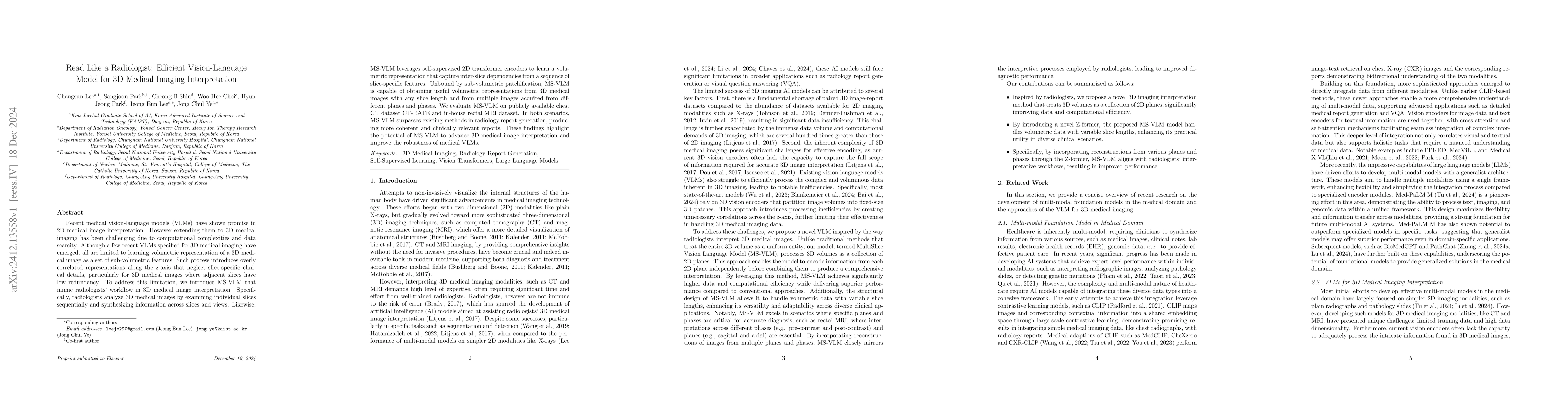 Thumbnail for Read Like a Radiologist: Efficient Vision-Language Model for 3D Medical
  Imaging Interpretation