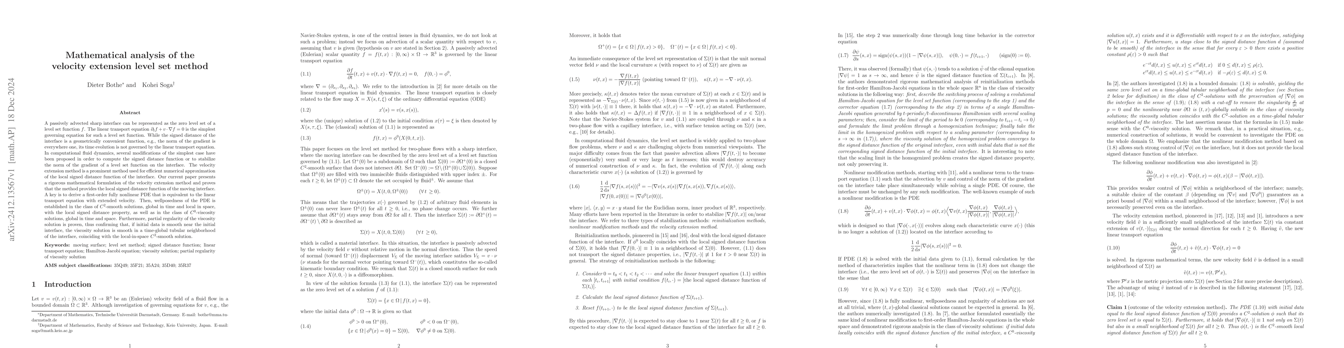 Thumbnail for Mathematical analysis of the velocity extension level set method