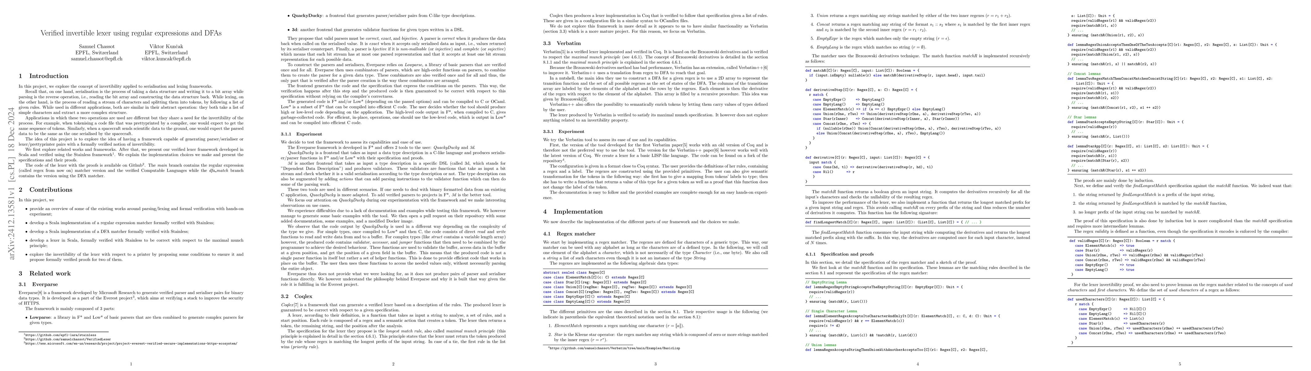 Thumbnail for Verified invertible lexer using regular expressions and DFAs
