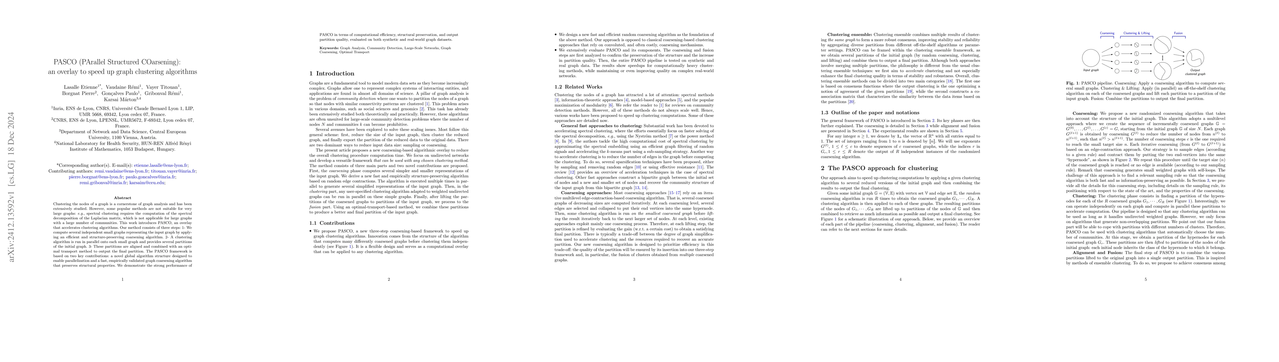 Thumbnail for PASCO (PArallel Structured COarsening): an overlay to speed up graph
  clustering algorithms