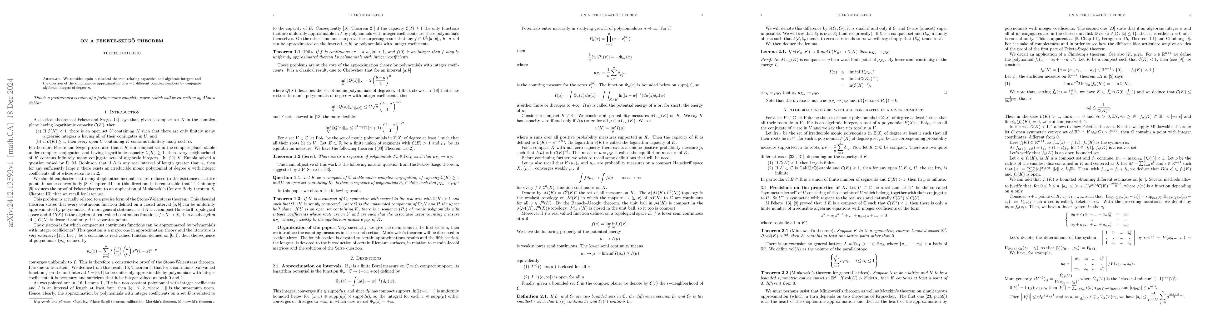 Thumbnail for On a Fekete-Szegö theorem