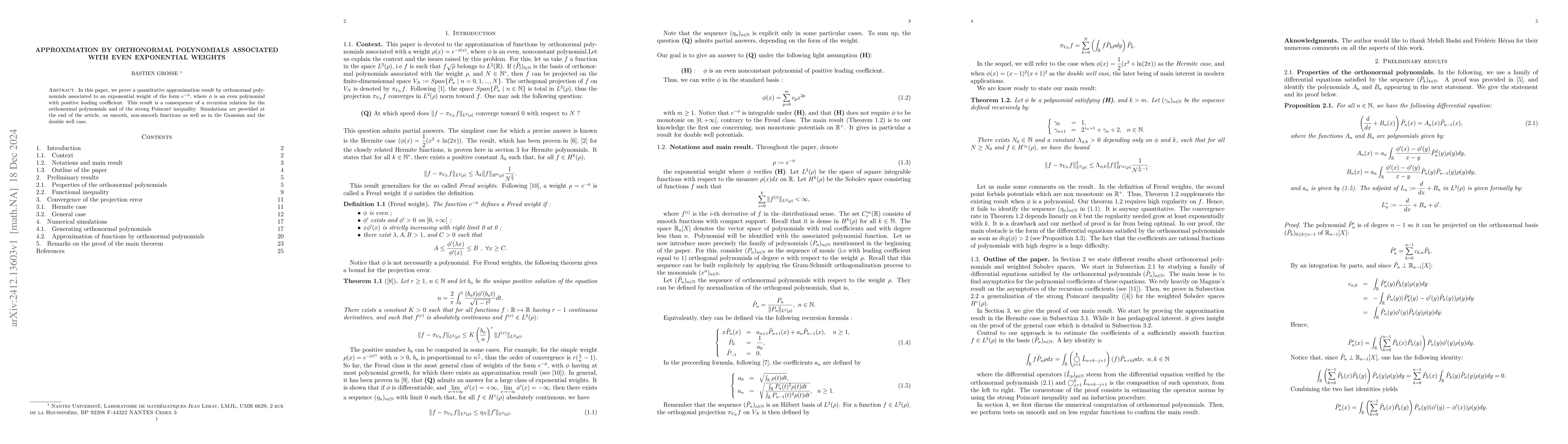 Thumbnail for Approximation by orthonormal polynomials associated with even
  exponential weights
