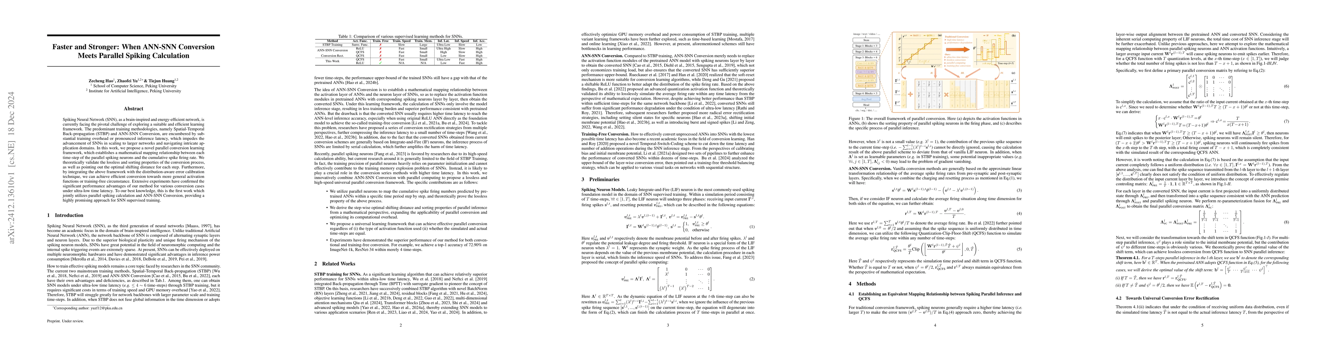 Thumbnail for Faster and Stronger: When ANN-SNN Conversion Meets Parallel Spiking
  Calculation
