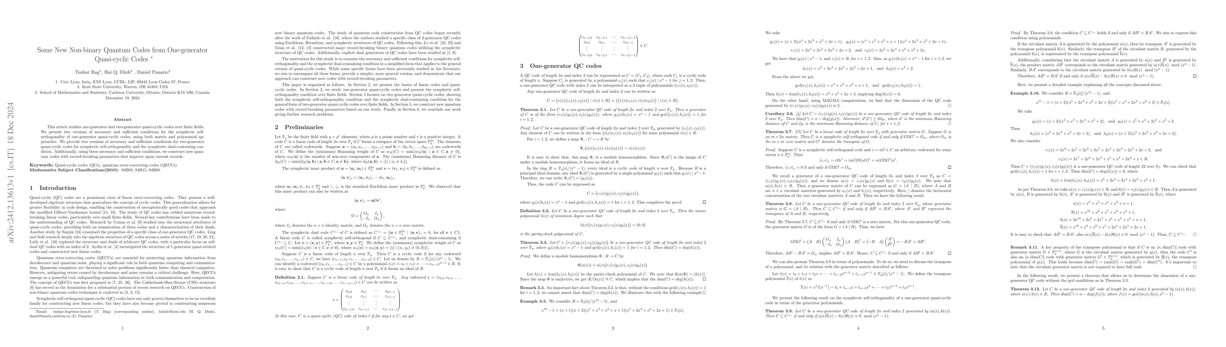 Thumbnail for Some New Non-binary Quantum Codes from One-generator Quasi-cyclic Codes