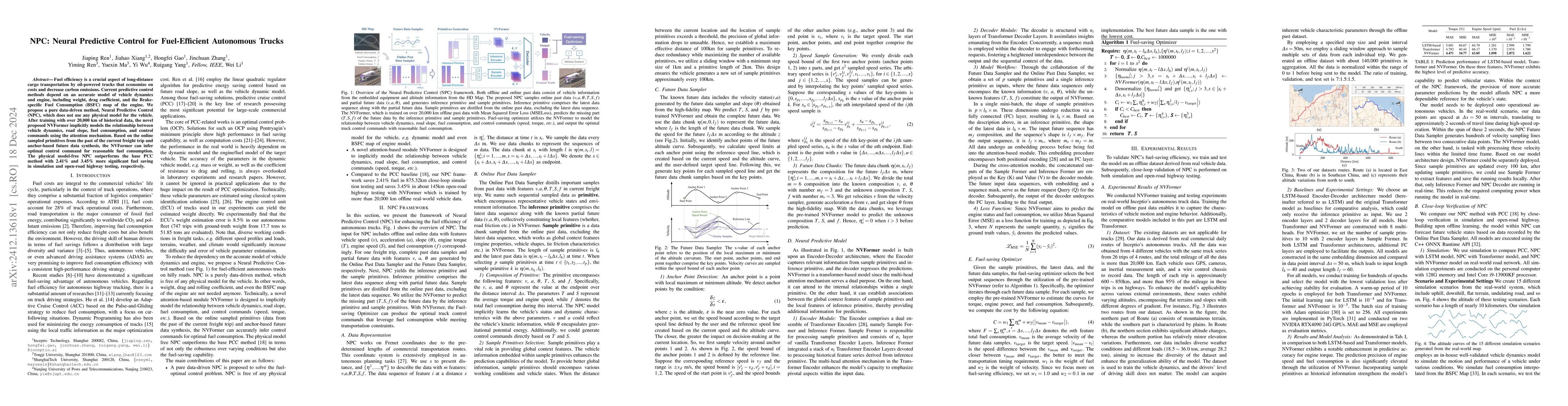 Thumbnail for NPC: Neural Predictive Control for Fuel-Efficient Autonomous Trucks