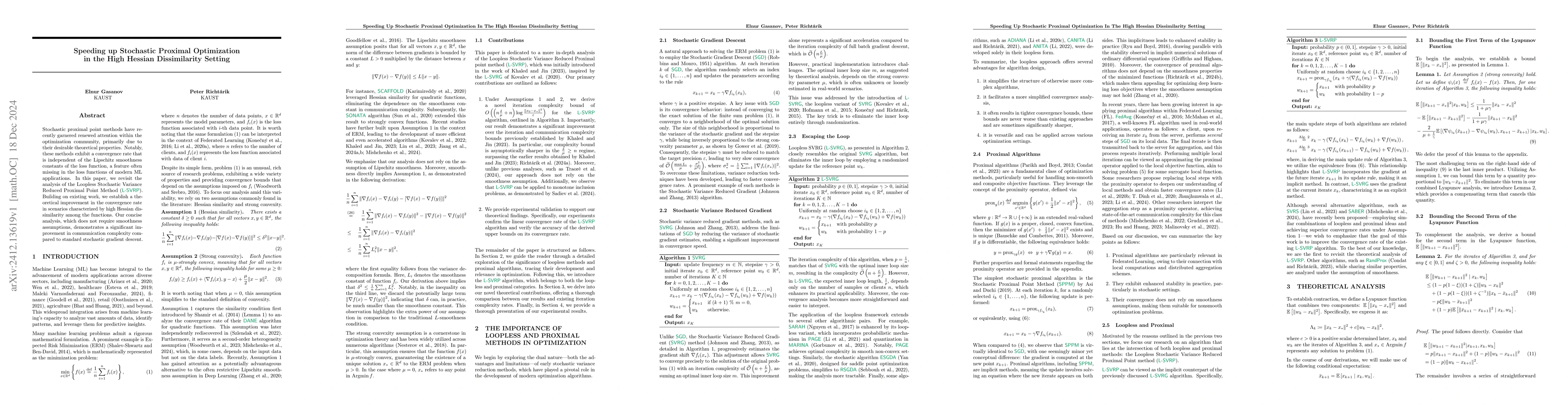 Thumbnail for Speeding up Stochastic Proximal Optimization in the High Hessian
  Dissimilarity Setting