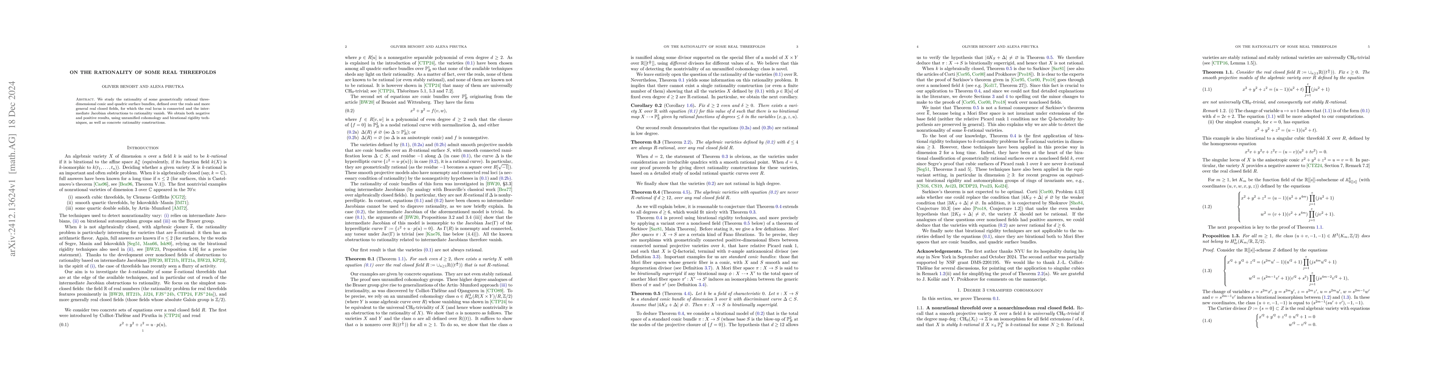 Thumbnail for On the rationality of some real threefolds