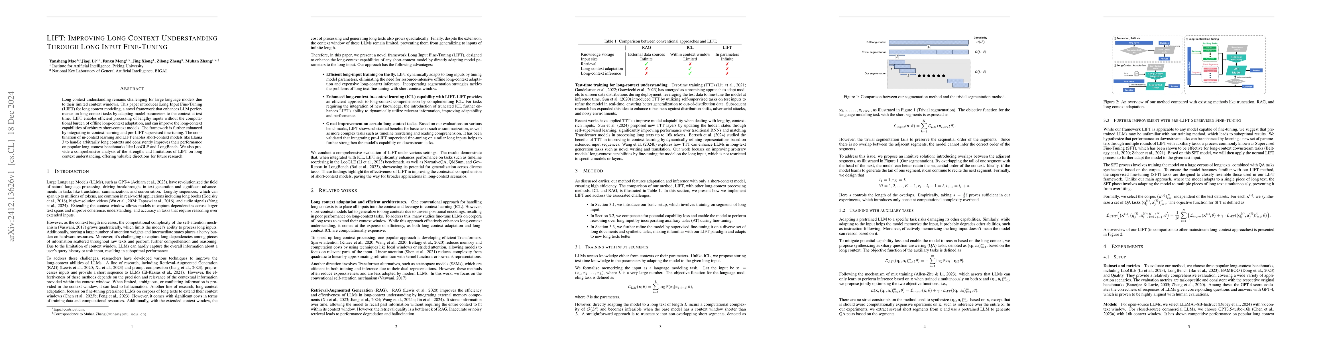 Thumbnail for LIFT: Improving Long Context Understanding Through Long Input
  Fine-Tuning