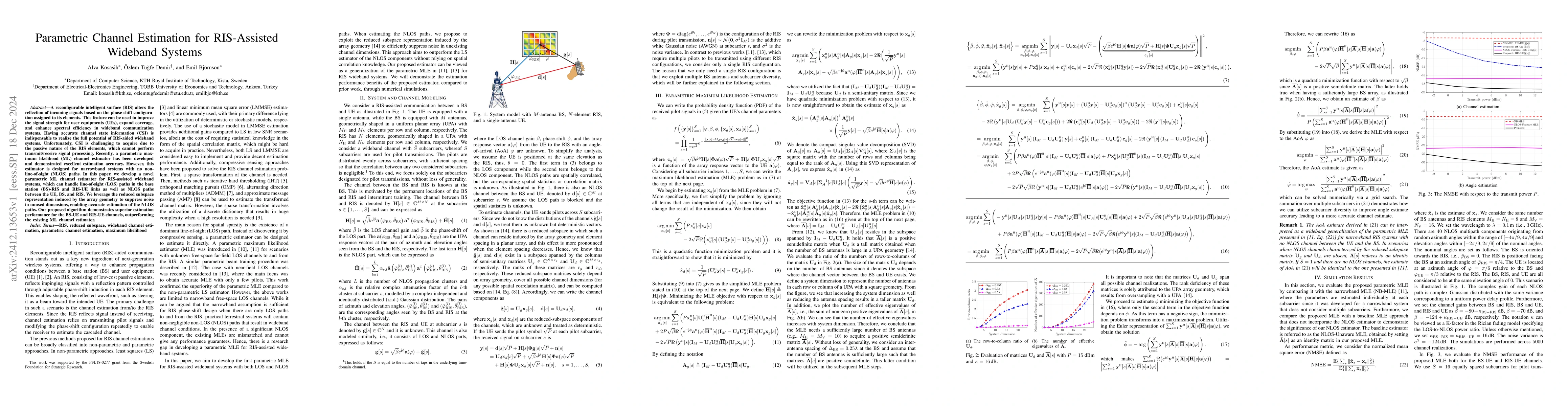 Thumbnail for Parametric Channel Estimation for RIS-Assisted Wideband Systems