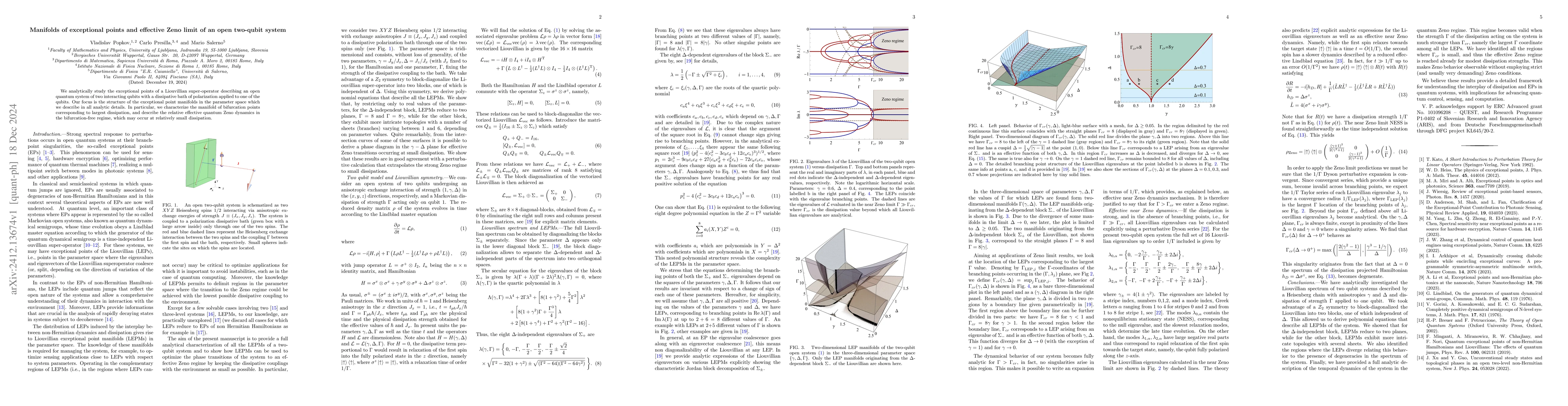 Thumbnail for Manifolds of exceptional points and effective Zeno limit of an open
  two-qubit system