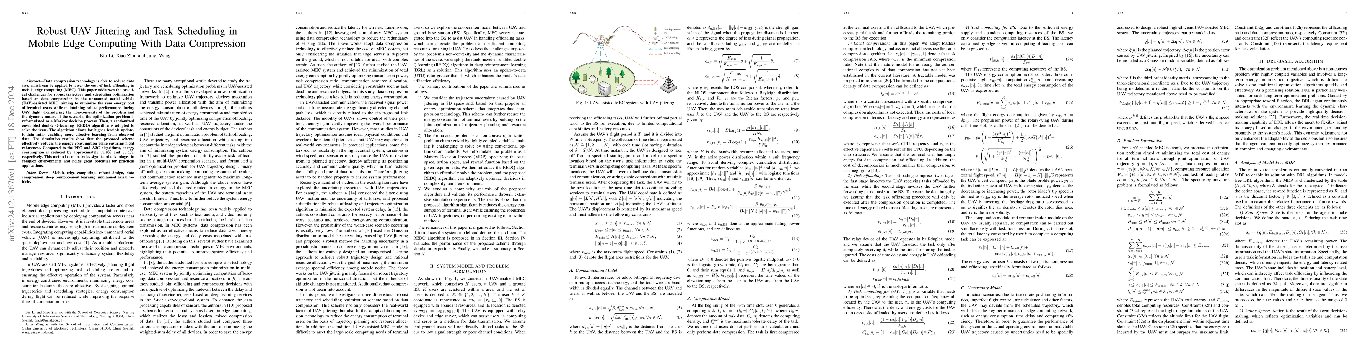 Thumbnail for Robust UAV Jittering and Task Scheduling in Mobile Edge Computing with
  Data Compression