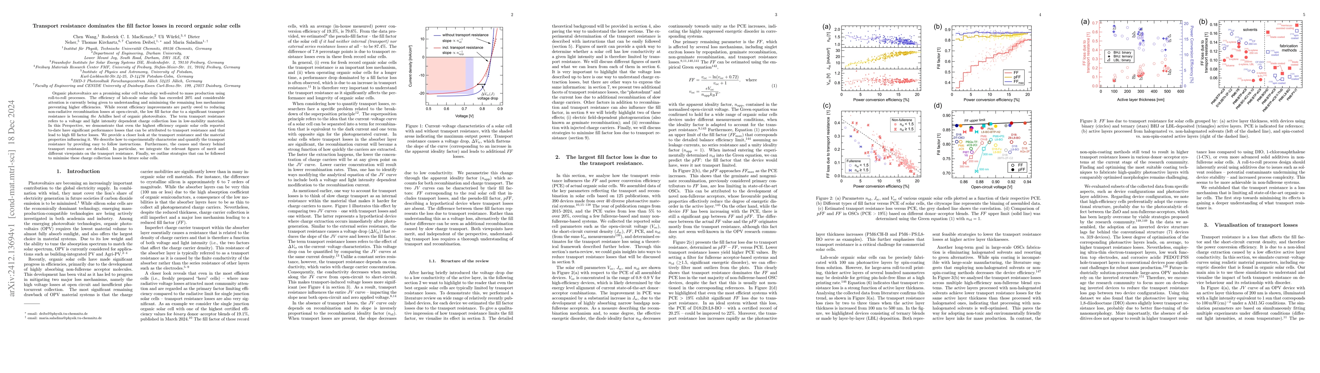 Thumbnail for Transport resistance dominates the fill factor losses in record organic
  solar cells
