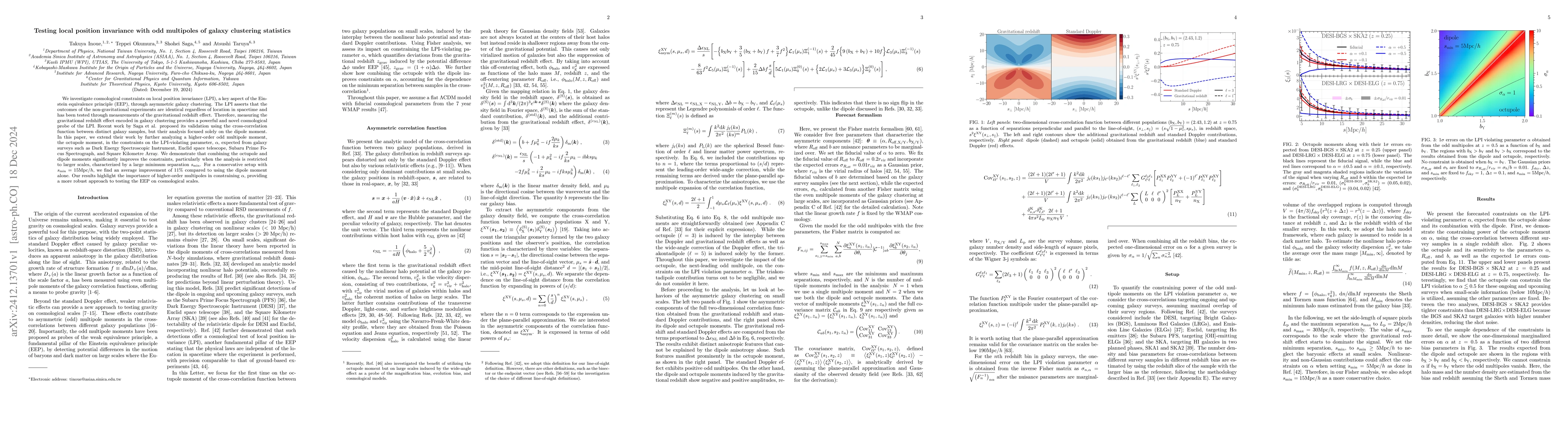 Thumbnail for Testing local position invariance with odd multipoles of galaxy
  clustering statistics