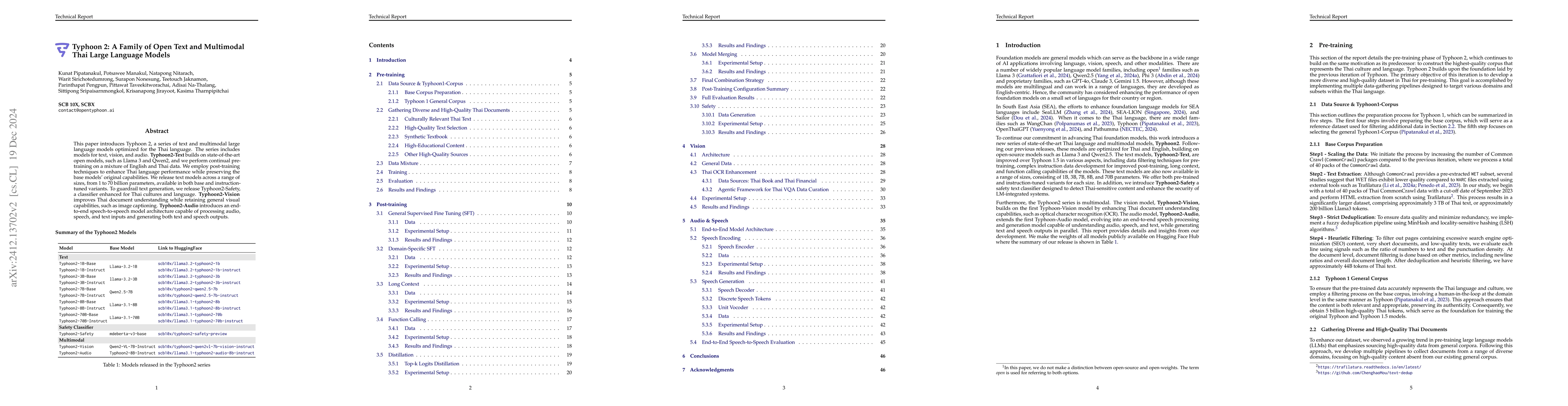 Thumbnail for Typhoon 2: A Family of Open Text and Multimodal Thai Large Language
  Models