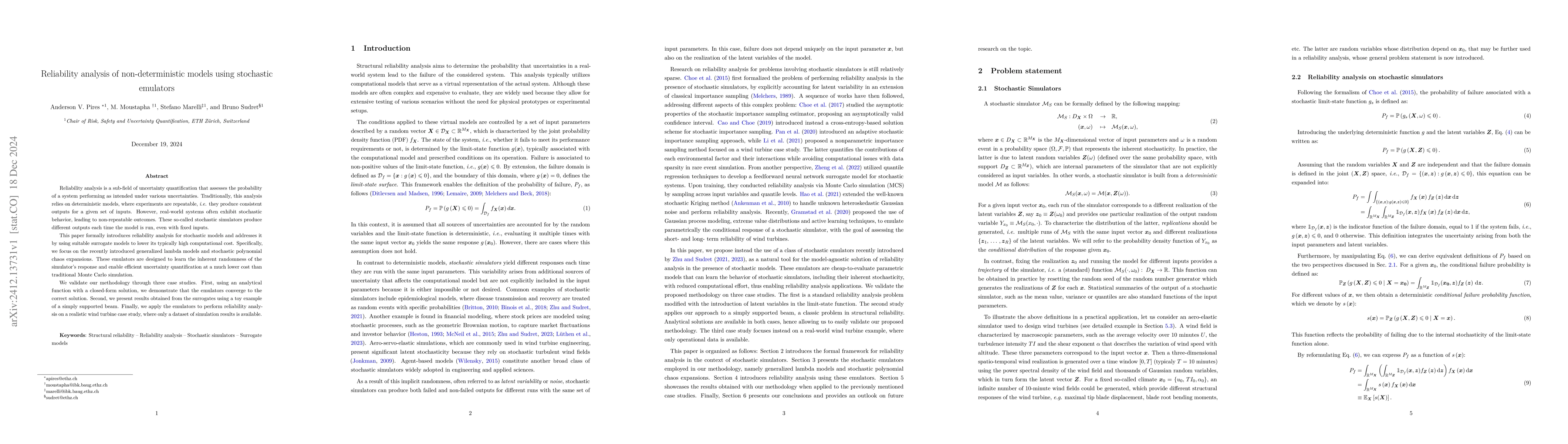Thumbnail for Reliability analysis for non-deterministic limit-states using stochastic
  emulators