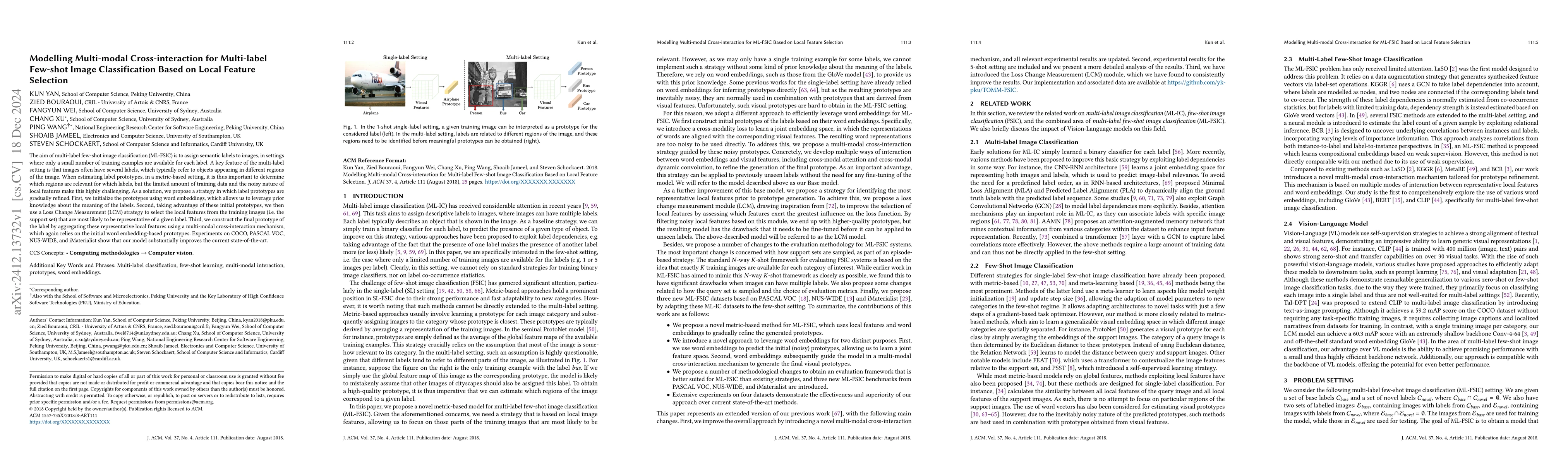 Thumbnail for Modelling Multi-modal Cross-interaction for ML-FSIC Based on Local
  Feature Selection