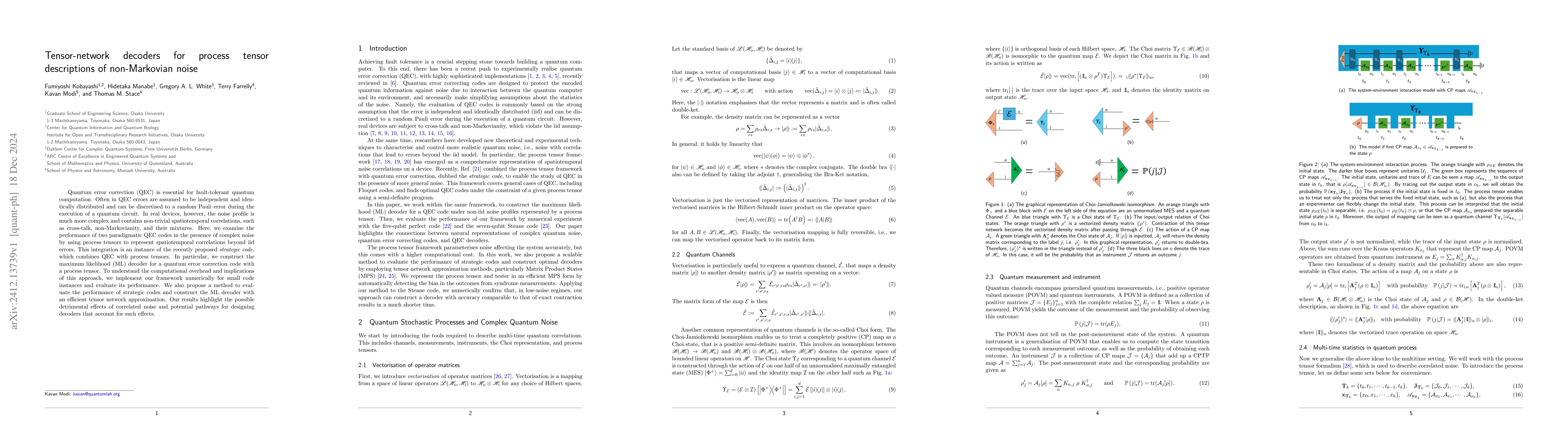 Thumbnail for Tensor-network decoders for process tensor descriptions of non-Markovian
  noise