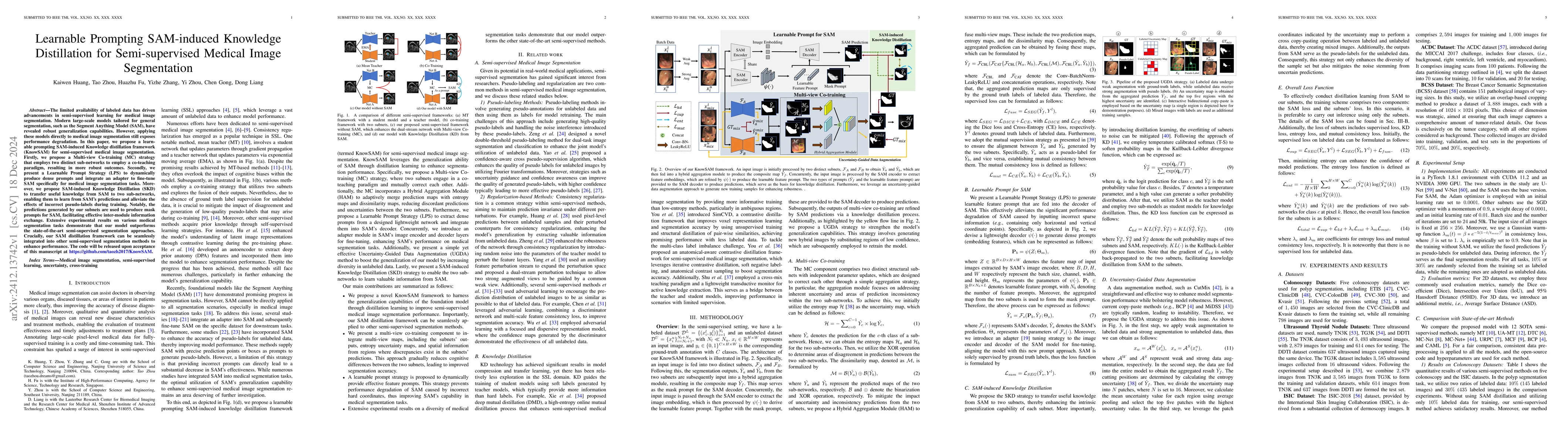 Thumbnail for Learnable Prompting SAM-induced Knowledge Distillation for
  Semi-supervised Medical Image Segmentation