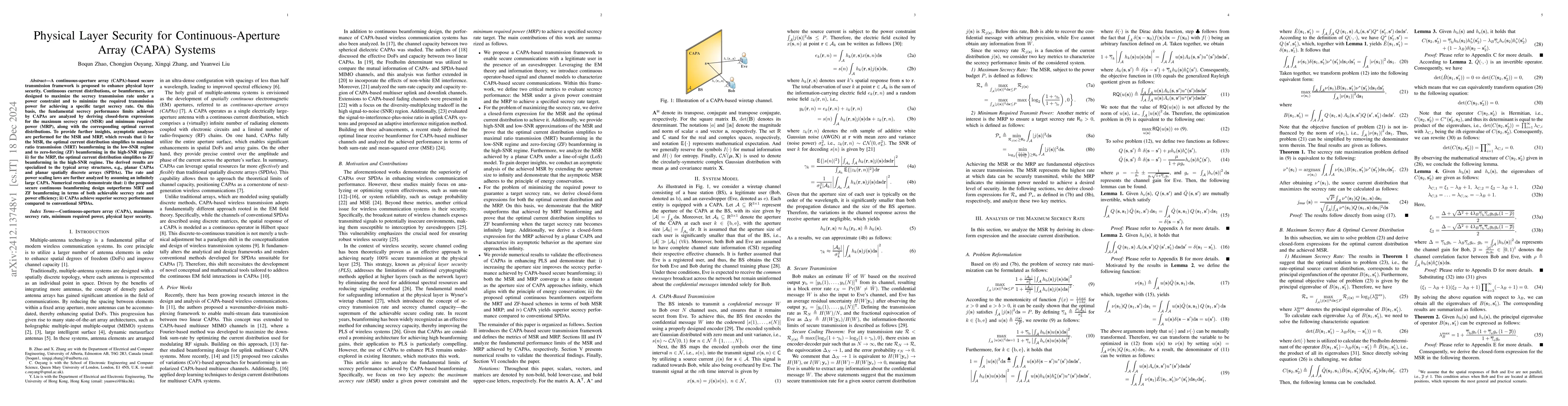 Thumbnail for Physical Layer Security for Continuous-Aperture Array (CAPA) Systems