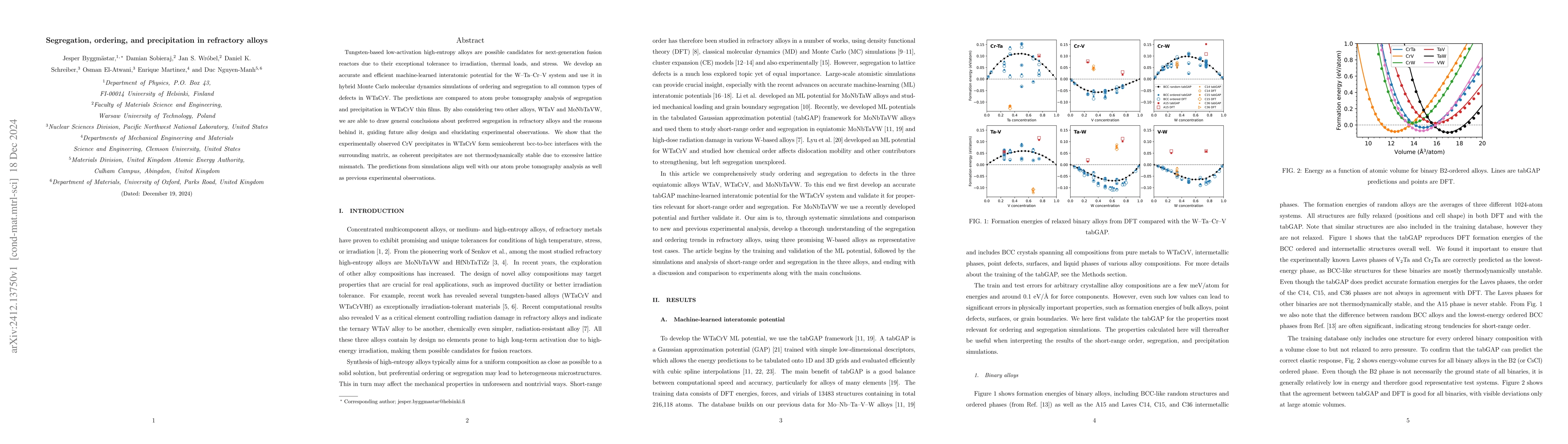 Thumbnail for Segregation, ordering, and precipitation in refractory alloys