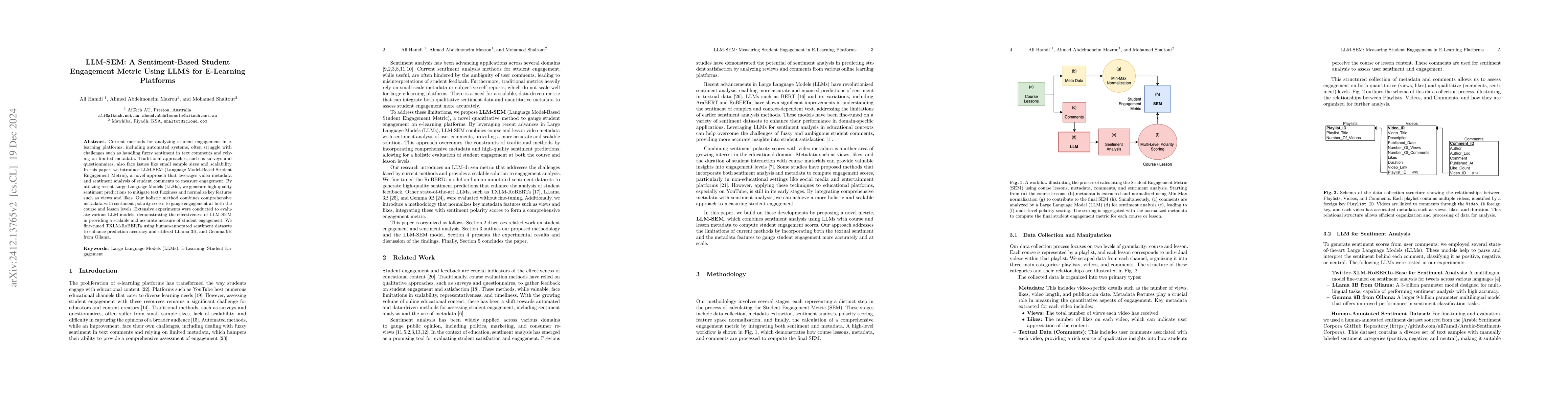 Thumbnail for LLM-SEM: A Sentiment-Based Student Engagement Metric Using LLMS for
  E-Learning Platforms
