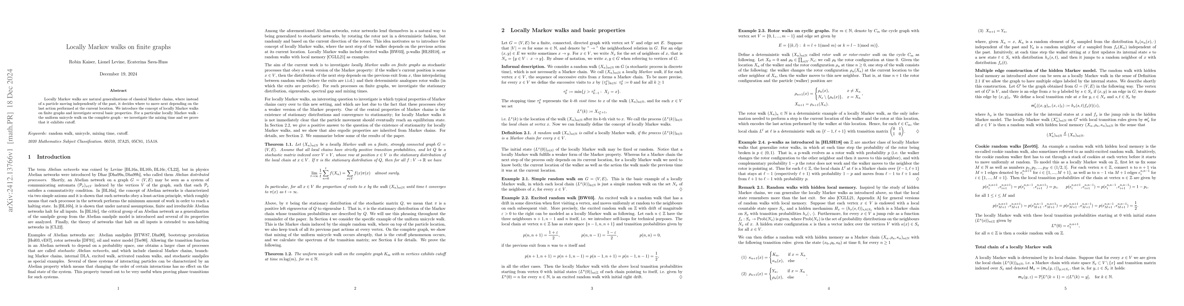 Thumbnail for Locally Markov walks on finite graphs