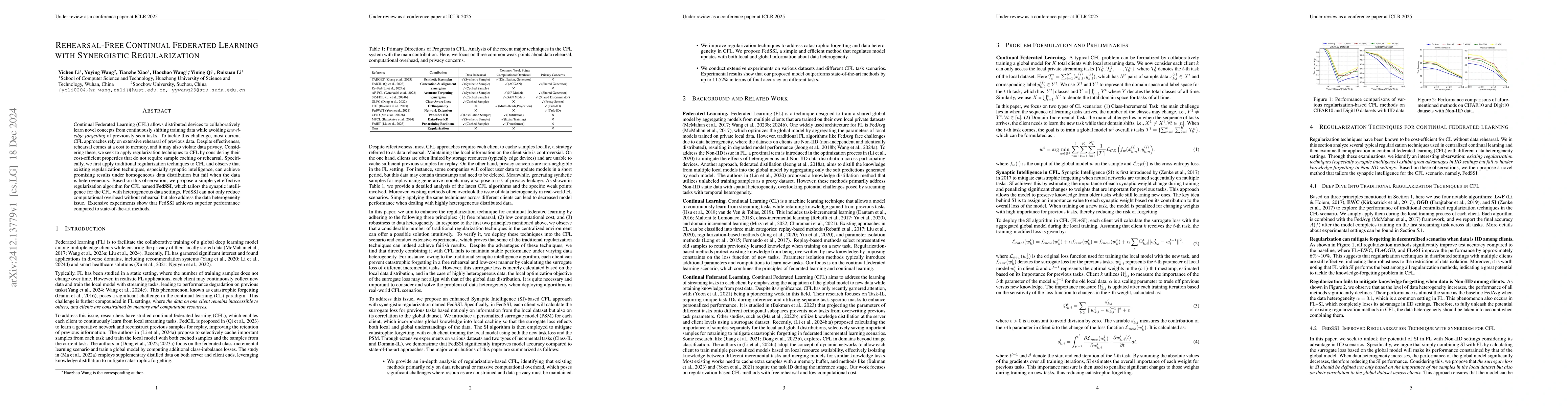 Thumbnail for Rehearsal-Free Continual Federated Learning with Synergistic
  Regularization