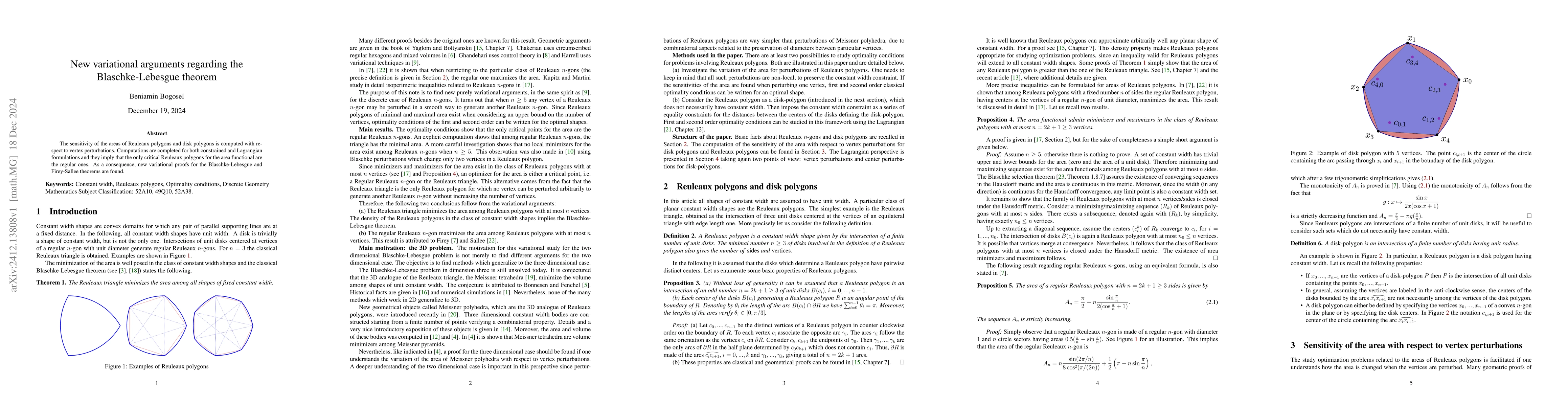 Thumbnail for New variational arguments regarding the Blaschke-Lebesgue theorem