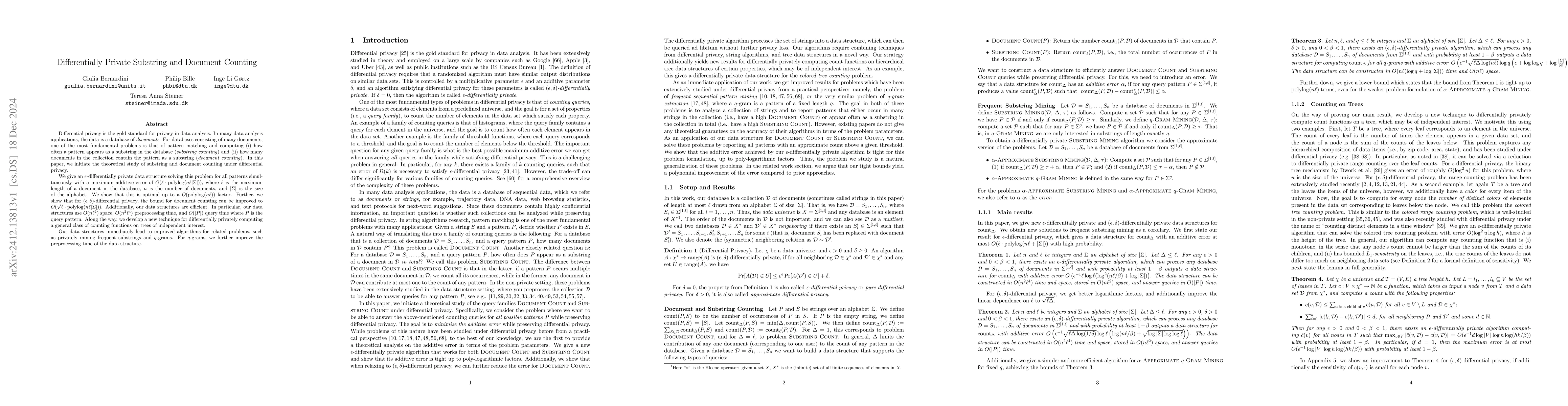 Thumbnail for Differentially Private Substring and Document Counting