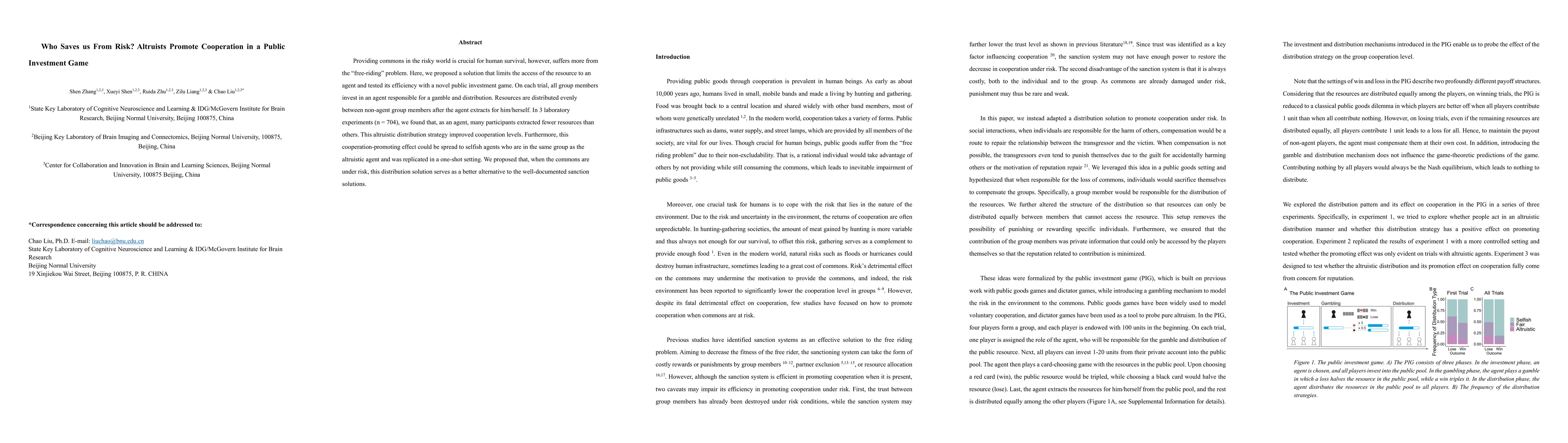 Thumbnail for Who Saves us From Risk? Altruists Promote Cooperation in a Public
  Investment Game