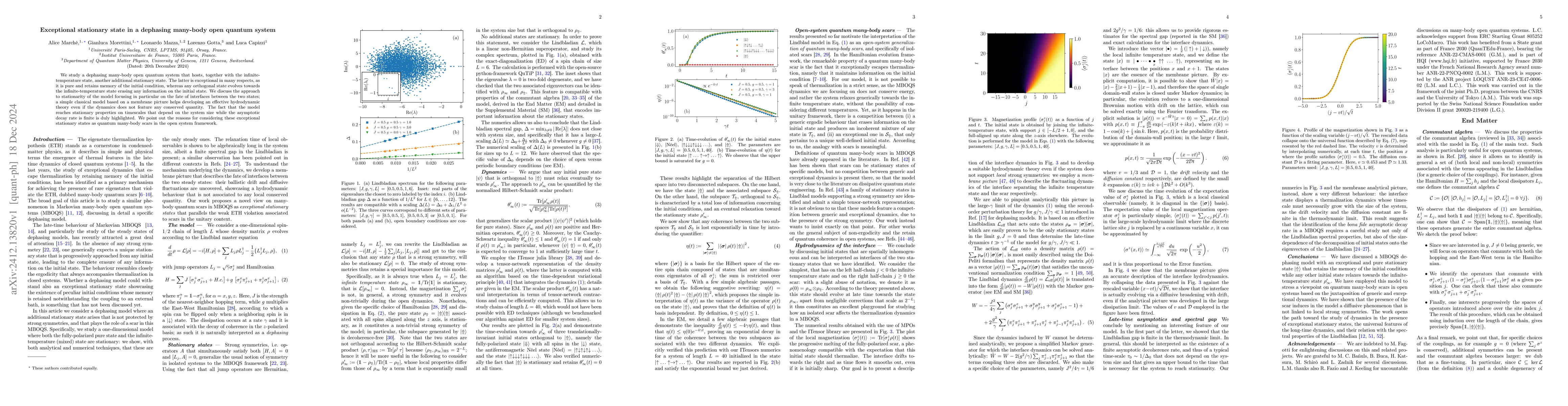 Thumbnail for Exceptional stationary state in a dephasing many-body open quantum
  system