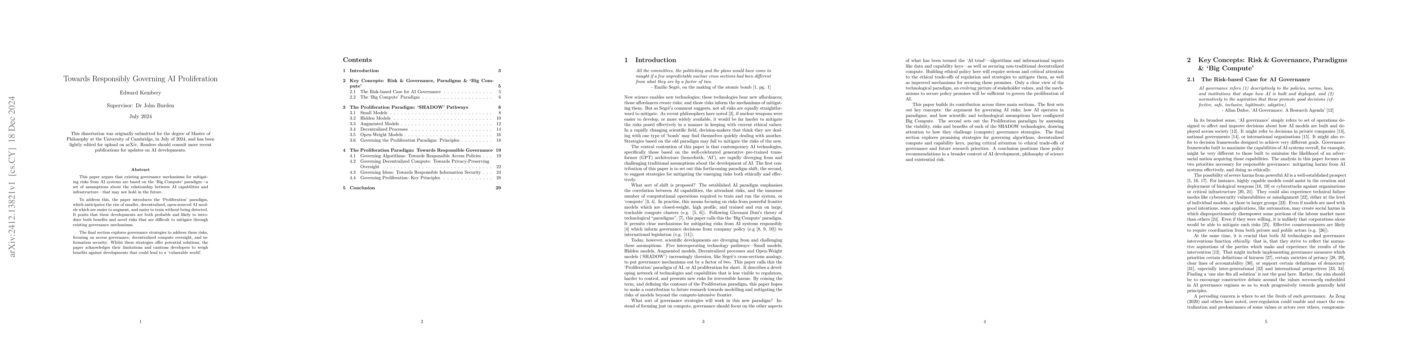 Thumbnail for Towards Responsible Governing AI Proliferation