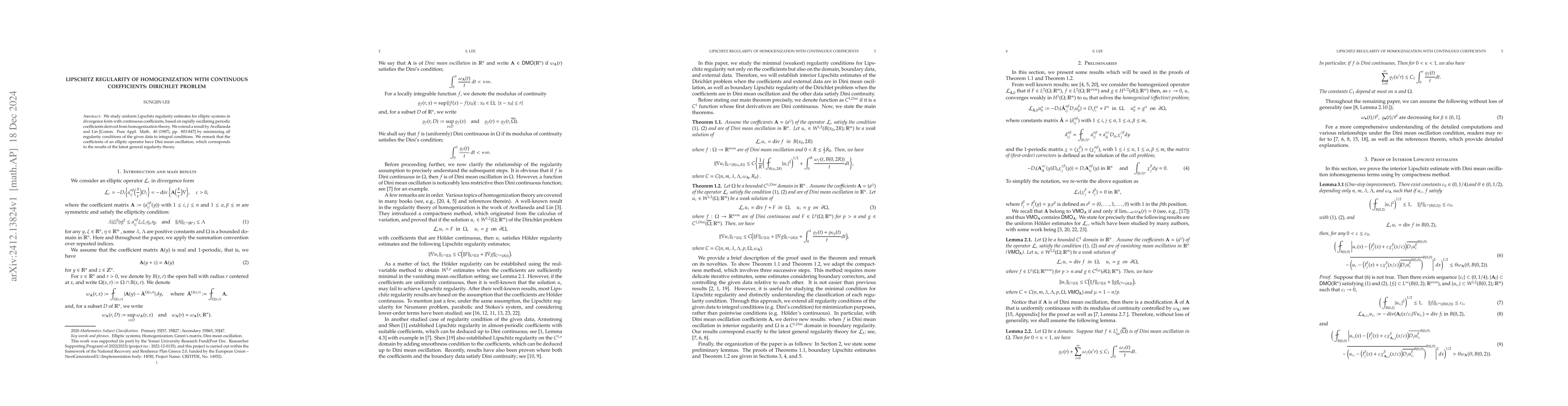 Thumbnail for Lipschitz regularity of homogenization with continuous coefficients:
  Dirichlet problem