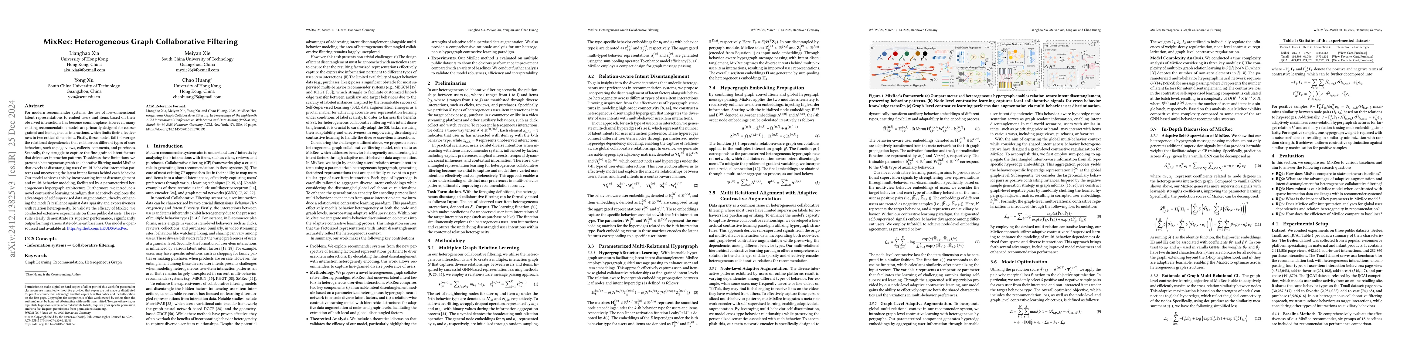 Thumbnail for MixRec: Heterogeneous Graph Collaborative Filtering