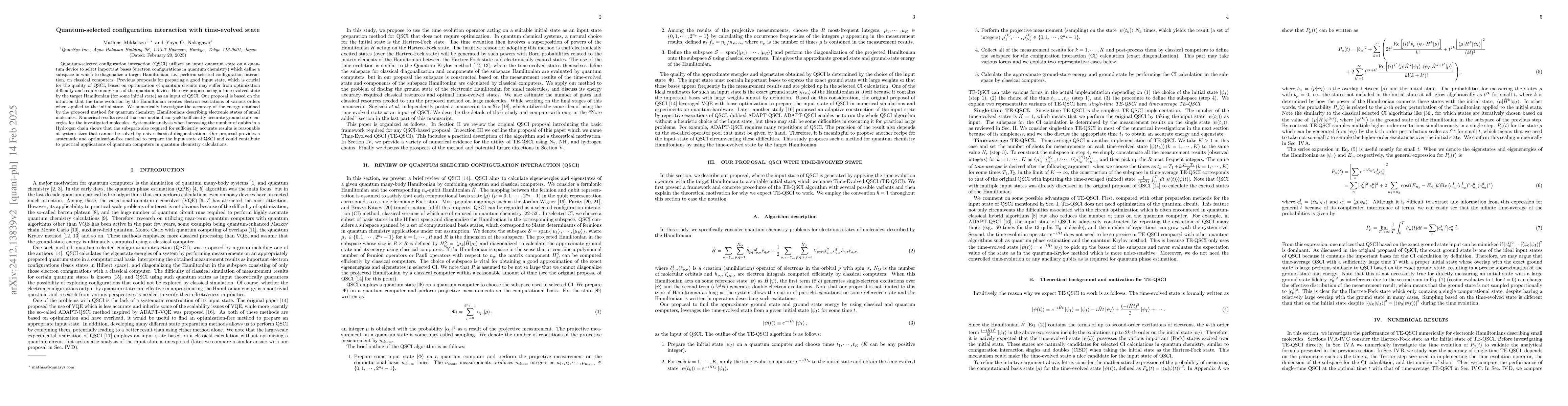 Thumbnail for Quantum-selected configuration interaction with time-evolved state