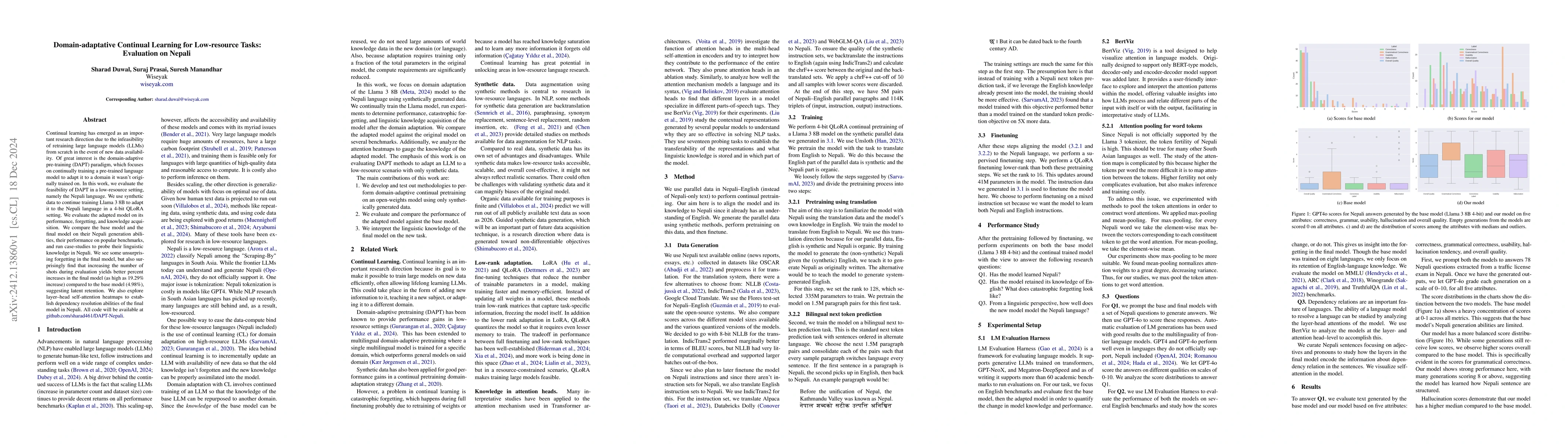 Thumbnail for Domain-adaptative Continual Learning for Low-resource Tasks: Evaluation
  on Nepali