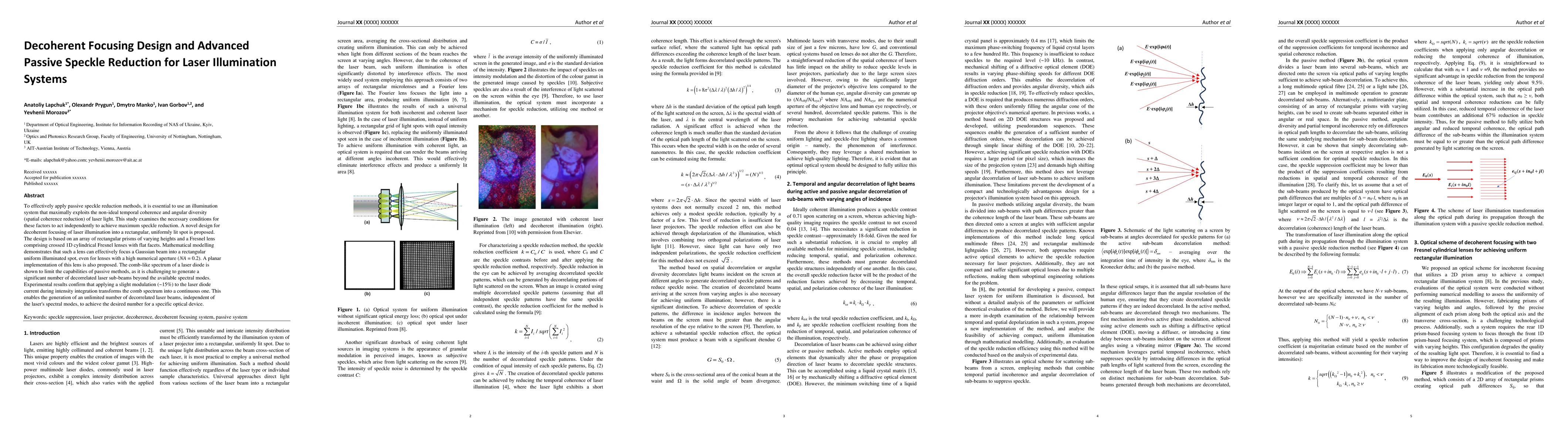 Thumbnail for Decoherent Focusing Design and Advanced Passive Speckle Reduction for
  Laser Illumination Systems