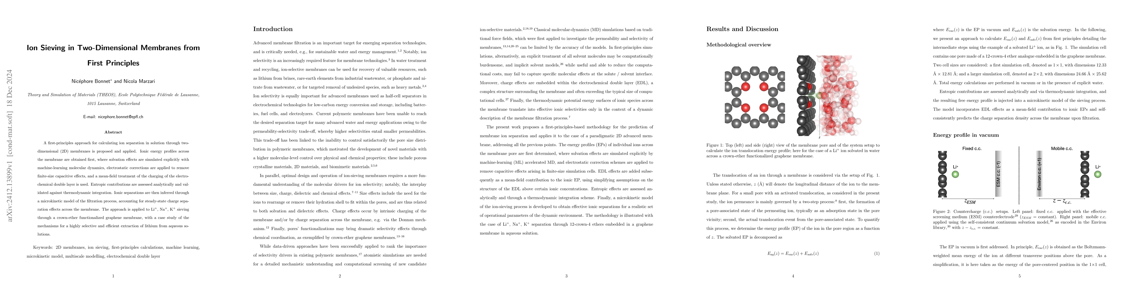 Thumbnail for Ion Sieving in Two-Dimensional Membranes from First Principles