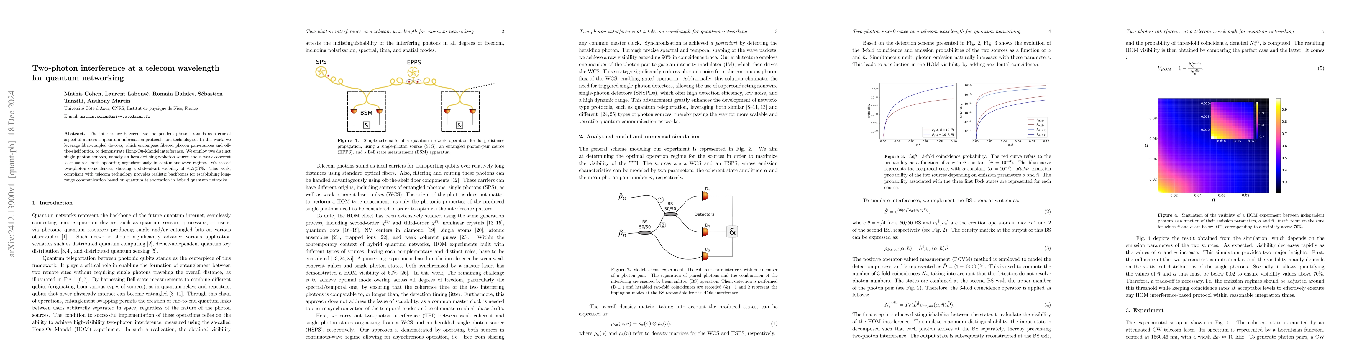 Thumbnail for Two-photon interference at a telecom wavelength for quantum networking