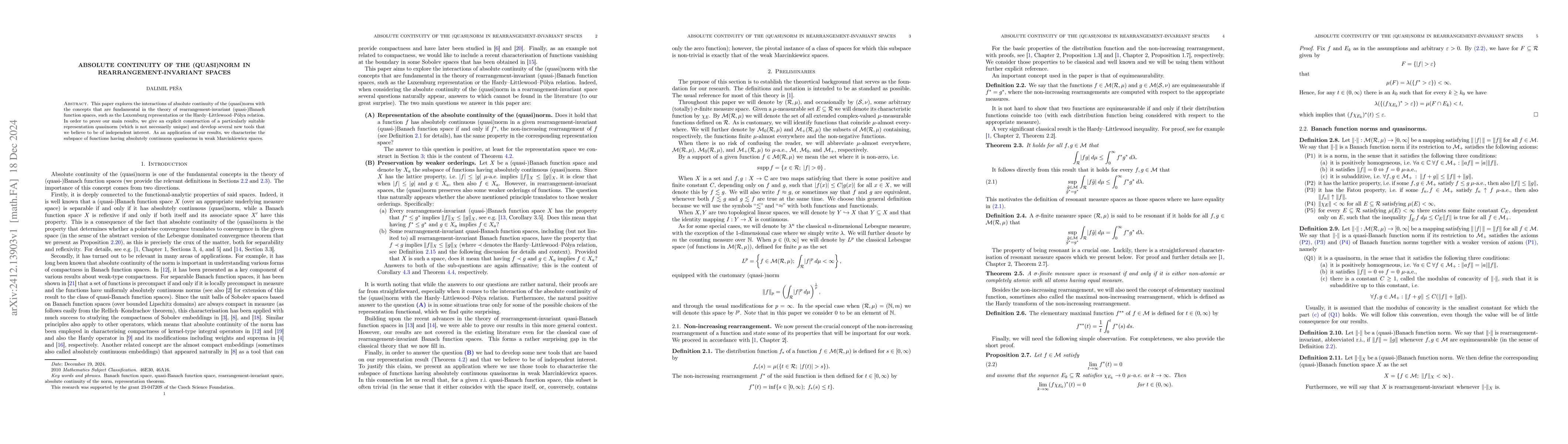Thumbnail for Absolute continuity of the (quasi)norm in rearrangement-invariant spaces