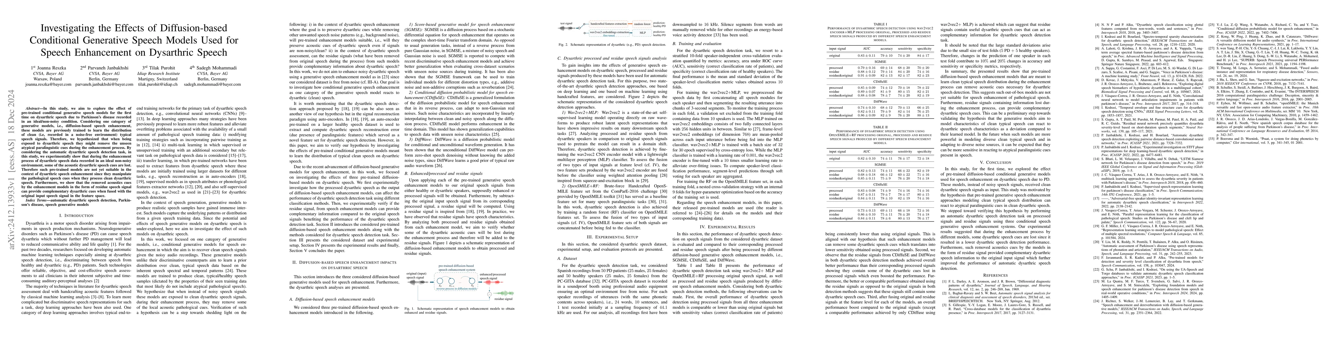 Thumbnail for Investigating the Effects of Diffusion-based Conditional Generative
  Speech Models Used for Speech Enhancement on Dysarthric Speech