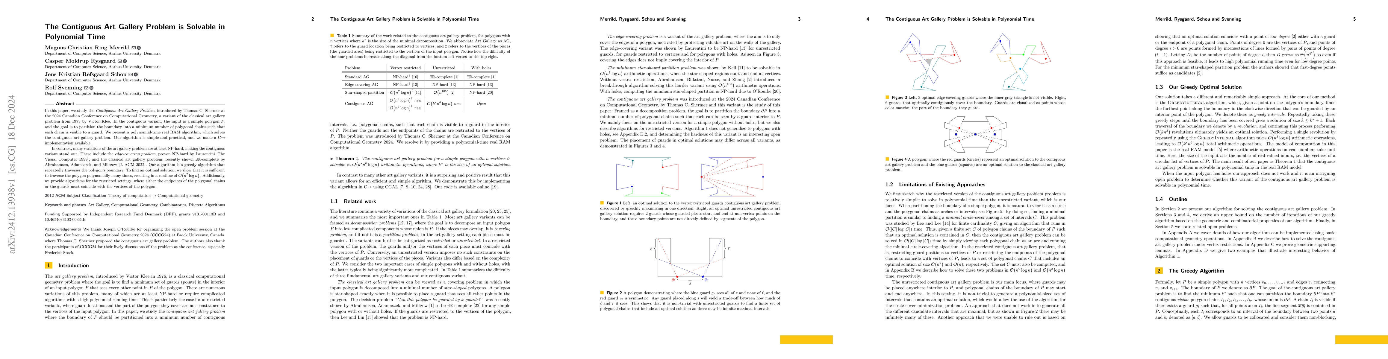 Thumbnail for The Contiguous Art Gallery Problem is Solvable in Polynomial Time